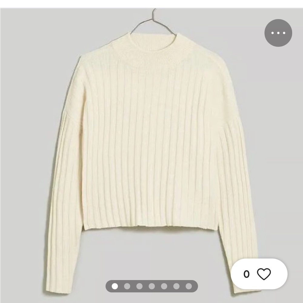Madewell Cream Ribbed Mock Neck Levi Sweater